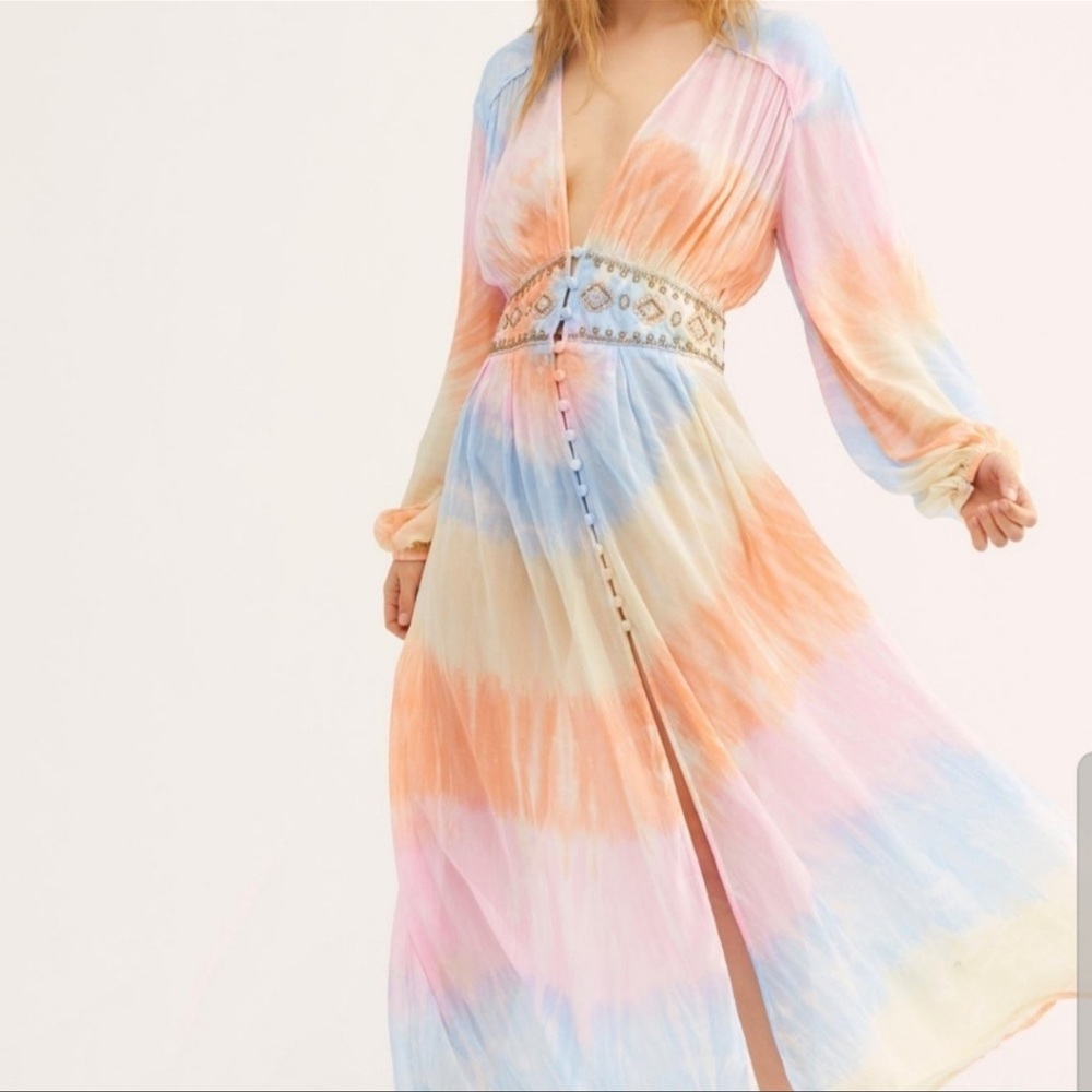 Free People Summer of Love Kimono maxi dress xs